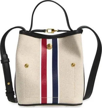 Thom Browne Stripe Cotton Canvas Bucket Bag in Black at Nordstrom