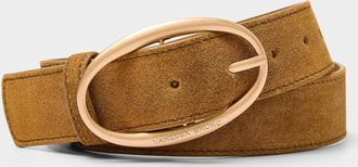 Vanessa Bruno Womens Brushed copper oval buckle sueded belt