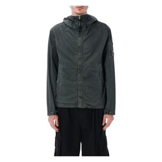 C.P. Company Light Jackets, male, Green, Size: L Micro-Reps Hooded Lens Jacket