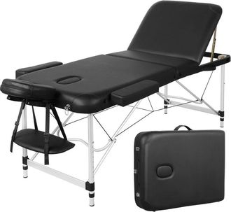 Yaheetech Lettino da Massaggio 3 Zone Pieghevole Portatile Alluminio 213 x 70 cm Fisioterapia Altezza Regolabile Poggiatesta e Braccioli Staccabili Portata 250