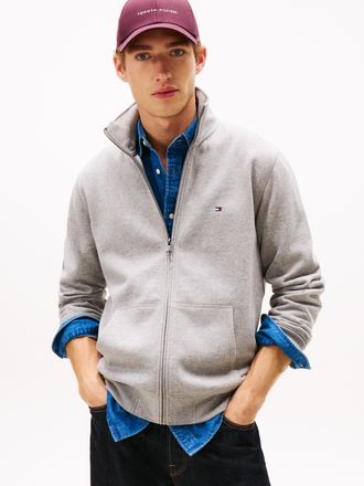 Tommy Hilfiger Sweatjacke TOMMY HILFIGER ESSENTIAL FLEECE STAND COLLAR, Herren, Gr. XL, medium grau heather, Sweatware, Obermaterial: 60% Baumwolle, 40% Polyester, n