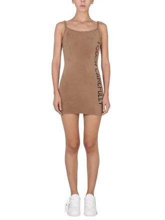 Off-white Fuzzy Logo Dress - Beige