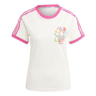 adidas (WMNS) adidas originals Logo Pride Rm 3-Stripes T-shirt White Pink IU0053