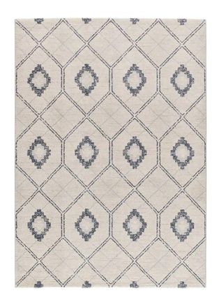 Atticgo Alfombra geom&eacute;trica azul / crema 133x190 cm