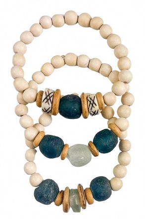 Twine & Twig Womens Trio Stack Bracelet Set In Indigo, Cream
