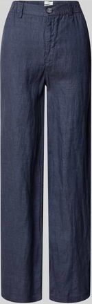 Fynch-Hatton Fynch-Hatton Straight Fit Leinenhose mit elastischem Bund in Marine, Gr&ouml;&szlig;e 40
