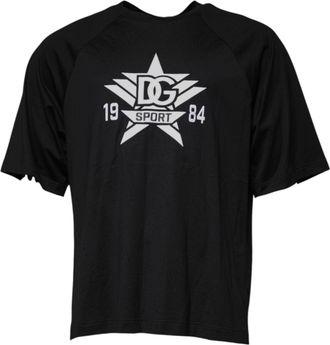 Dolce & Gabbana Mens Black Logo Print Cotton Crew Neck T-Shirt