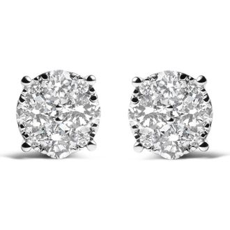 House of Brilliance 14K White Gold 2.00 Ct Lab Grown Diamond Cluster Stud Earrings at Nordstrom