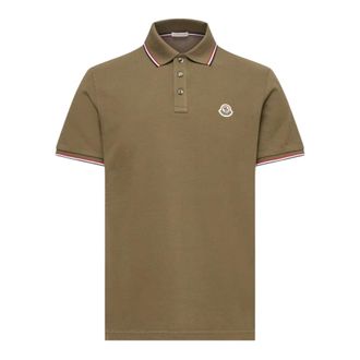 Moncler Polo de piqu&eacute; de algod&oacute;n con ribete tricolor - Tops - Hombre - Verde - 2XL