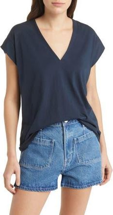 Frame Denim Le Mid Rise V-Neck T-Shirt in Navy at Nordstrom Rack, Size X-Small