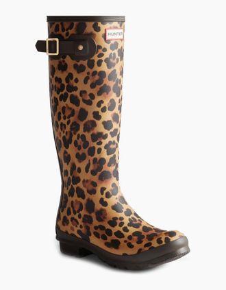 Hunter Womens Original Tall Leopard Womens Wellingtons - Brown - Size: 6