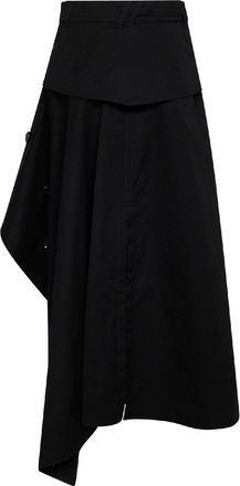 Burberry Womens Skirt Asymmetric Cotton Trench With Belt Black