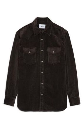Nn.07 Ricky 50004 Organic Cotton Corduroy Snap-Up Western Overshirt in Demitasse at Nordstrom Rack, Size Small