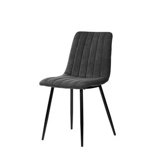 Koketto Home Silla de comedor acolchada gris oscuro con patas negras