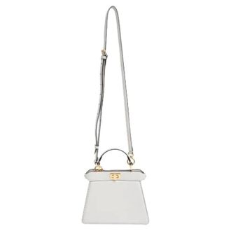 Fendi Pre-owned Petite Peekaboo I See U Top Handle Bag - Dames - Pre-owned - Wit - Maat: ONE Size Leer