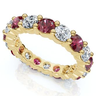 Pompeii3 3Ct Ruby & Diamond Eternity Ring 14k Gold or Platinum Lab Grown