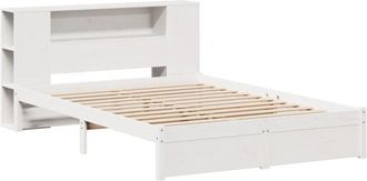 vidaXL Cama Con Estanter&iacute;a Sin Colch&oacute;n Madera Maciza Blanca 150x200 Cm Vidaxl