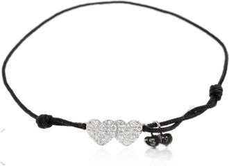 Zadig&Voltaire Link Hart Strass Armband - Dames - Armbanden - Zwart - ONE Size - Leer - Accessoires