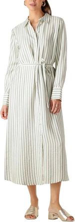 Y.A.S Y.a.s, Kleedjes, Dames, Groen, L, Katoen, Gestreept Lang Overhemd Jurk