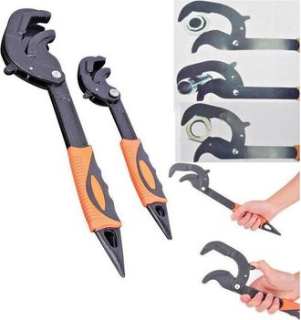 Trade Shop Trade Shop - Set 2 Chiavi A Tubo Veloce Regolabili Multi Funzioni Professionali 260 Mm 380 Mm