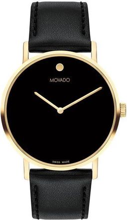 Movado Signature Quartz Black Dial Mens Watch 0607591