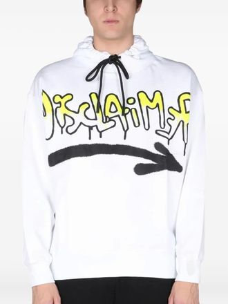 Disclaimer drawstring graphic hoodie - White