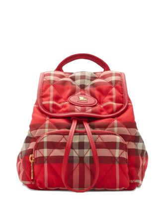 Burberry Horseshoe quilted check backpack mini bag - Red