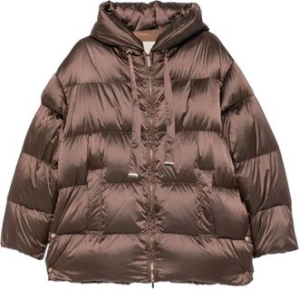 Max Mara Nerine Doorgestikt Donsjack - Dames - Jassen - Bruin - Maat: XS Zijde