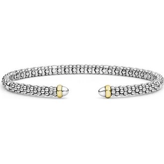 Lagos Signature Caviar Beaded Cuff Bracelet in Silver/gold at Nordstrom, Size 8