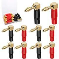 OEM 10 Conectores Banana En &Aacute;ngulo De 90&deg; - Conectores De Audio Chapados En Oro De 24 Quilates Para Amplificadores, Altavoces Y Receptores Av. - Crezuo