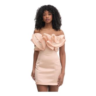 Elisabetta Franchi Kleedjes, Dames, Oranje, XS, Polyester, Ruffled Mini Jurk