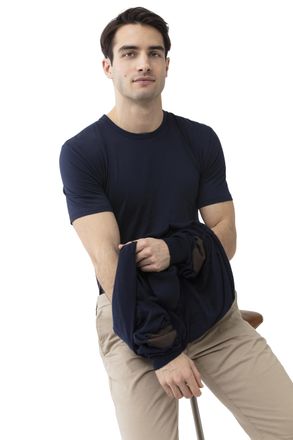 Mey T-Shirt MEY Hybrid, Herren, Gr. 6XL, blau (yacht blau), Jersey, Obermaterial: 57% Baumwolle, 38% Polyester, 5% Elasthan, k&ouml;rpernah h&uuml;ftlang, Rundhals,