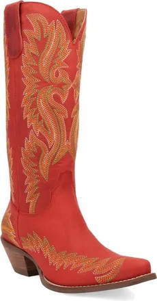 Dingo Lantana Leather Western Boot in Red at Nordstrom, Size 6.5