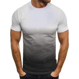 Generic T Shirts for Men UK Summer Short Sleeve Round Neck Gradient Color Casual Shirts Breathable Lightweight Regular Fit Stylish Gym T Shirt Comfy Daily Wor
