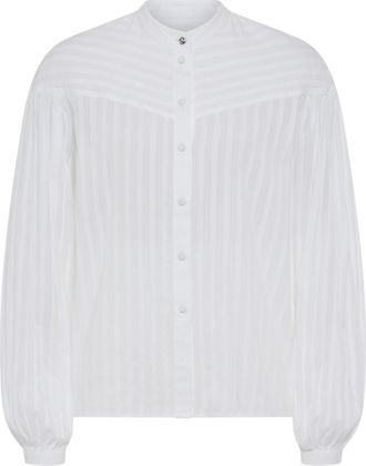 Boss Orange by Hugo Boss Langarmbluse BOSS ORANGE Bilmant Premium Damenmode, Damen, Gr. 34, wei&szlig; 100, Web, Obermaterial: 100% Baumwolle, gestreift, unifarben, h&uuml;ftlang, 1-Knop