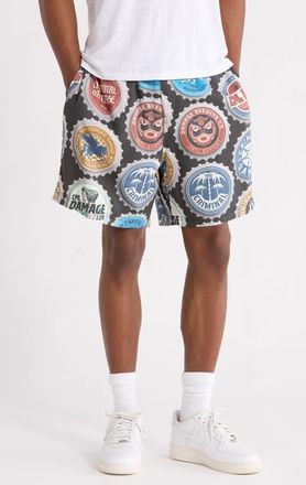 Criminal Damage Bottle Cap Shorts in Black Multi at Nordstrom, Size X-Large
