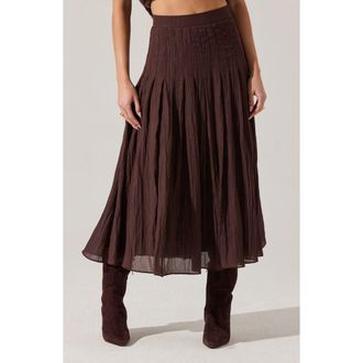 ASTR the Label Daivini Metallic Pleated Skirt in Brown at Nordstrom Rack, Size Large