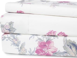 Melange Home Rose 200 Thread Count Percale Cotton Sheet Set in Pink at Nordstrom Rack, Size Queen