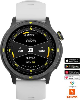 Invicta I-Tech 2 ITECH-004 Herenhorloge - Smartwatch Uurwerk - Roestvrij Staal met Zwarte Wijzerplaat - 45 mm