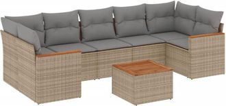 vidaXL Vidaxl - Juego De Sof&aacute;s De Jard&iacute;n Con Cojines Beige 8 Pzas Rat&aacute;n Pe