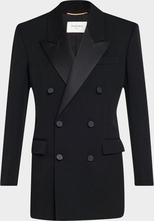 Saint Laurent Satin Lapel Double-Breasted Jacket