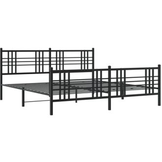 vidaXL Estructura Cama Sin Colch&oacute;n Con Estribo Metal Negro 193x203 Cm Vidaxl