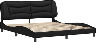 vidaXL Bed Frame without Mattress Black 180x200 cm Super King Faux Leather vidaXL