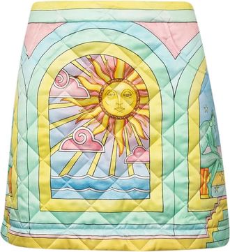 Casablanca Gewatteerde mini-rok met print - Geel