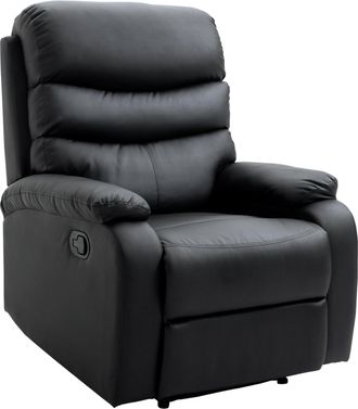 HOMCOM Manual Recliner Chair - PU Leather Recliner Armchair for Living Room with Footrest and Wood Frame - Black | TJ Hughes