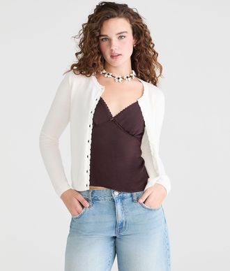 A&eacute;ropostale Scalloped Crew Cardigan
