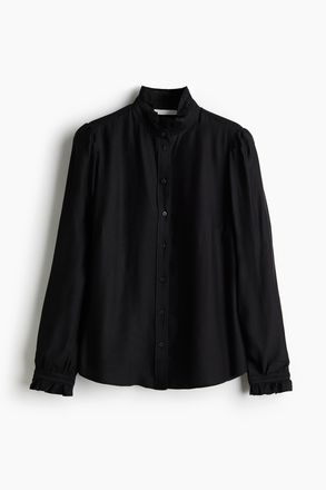 H&M Bluse mit Volantkragen - Schwarz