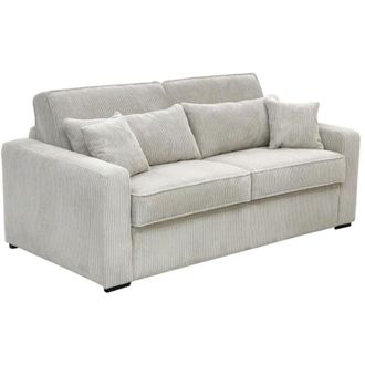 Vente-Unique Divano letto 3 posti a ribalta Posto letto 130 cm Materasso 16 cm in Tessuto Panna - MONDOVI