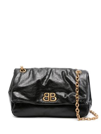 Balenciaga Monaco kleine schoudertas met kettingband - Zwart