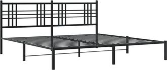 vidaXL Vidaxl - Estructura Cama Sin Colch&oacute;n Con Cabecero Metal Negro 193x203 Cm
